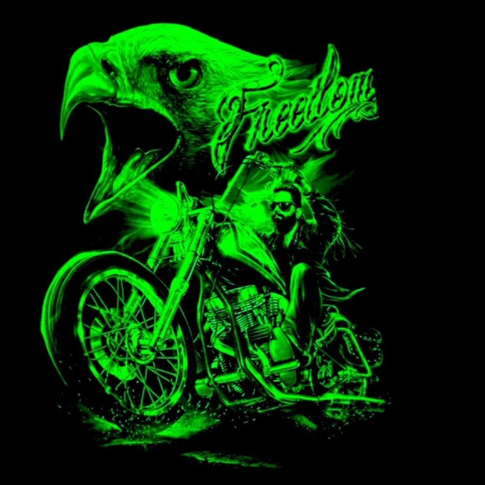 Biker Oversized T - Shirt Glow in the Dark Front & Back